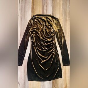 H&M Gold Velvet Long Sleeve Dress